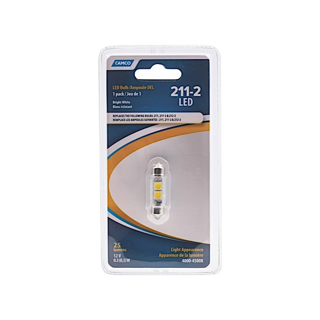 Camco 54637 Led 211/211-2/212-2 (Festoon) 2-LED 25Lm Bright White