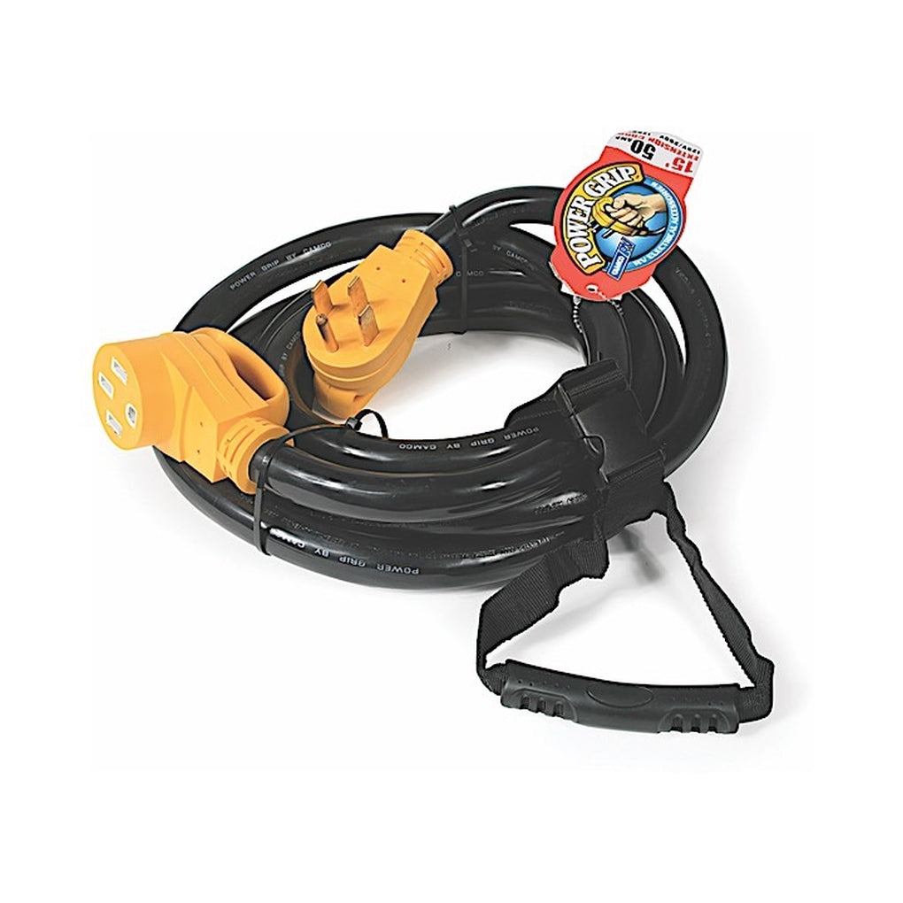 Camco 55194 50M/50F Amp 15Ft Powergrip Ext Cord 125-250V/12500W 6/8 G