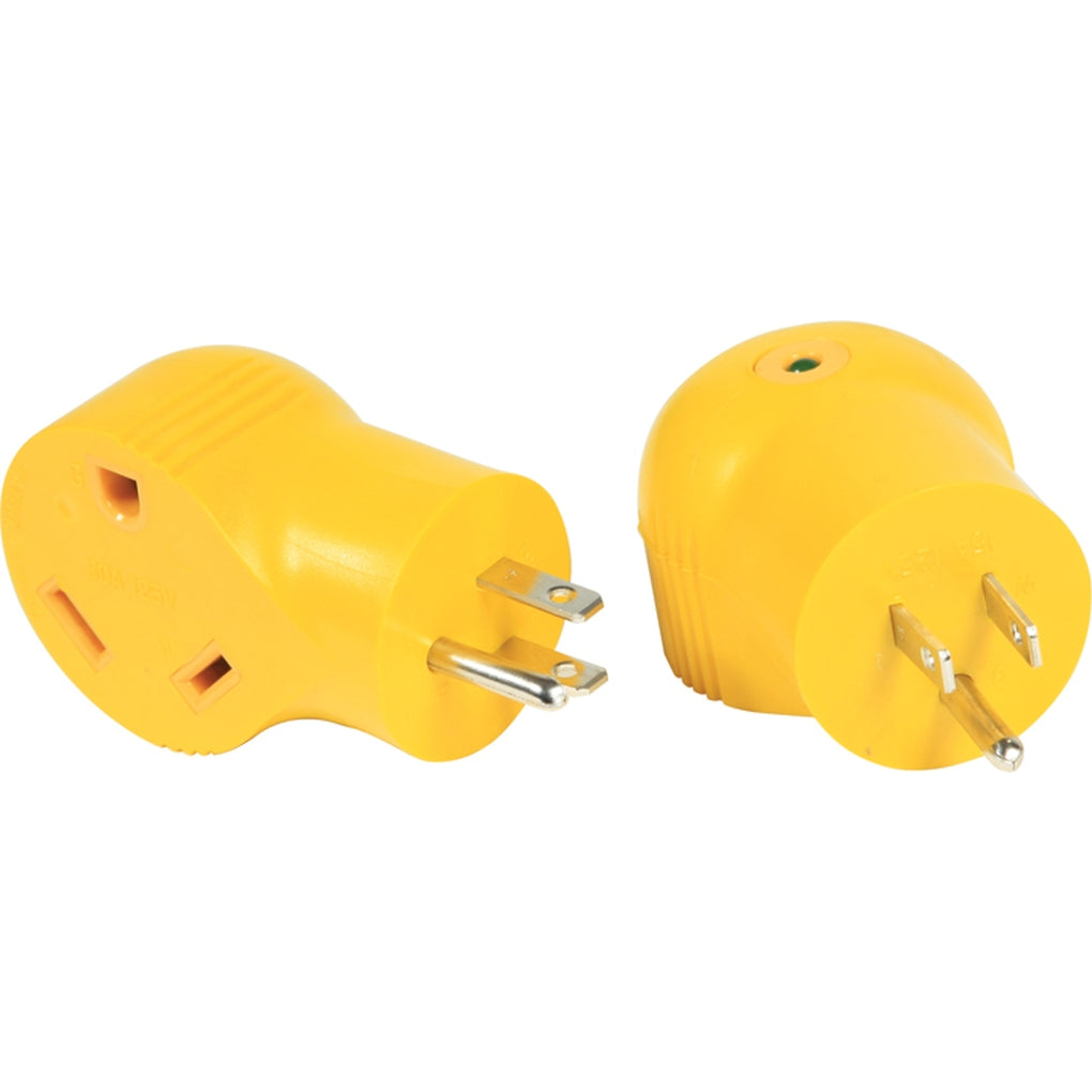 Camco 55325 15M/30F Amp Powergrip 90 Degree Adapter 125V/1875W Clam