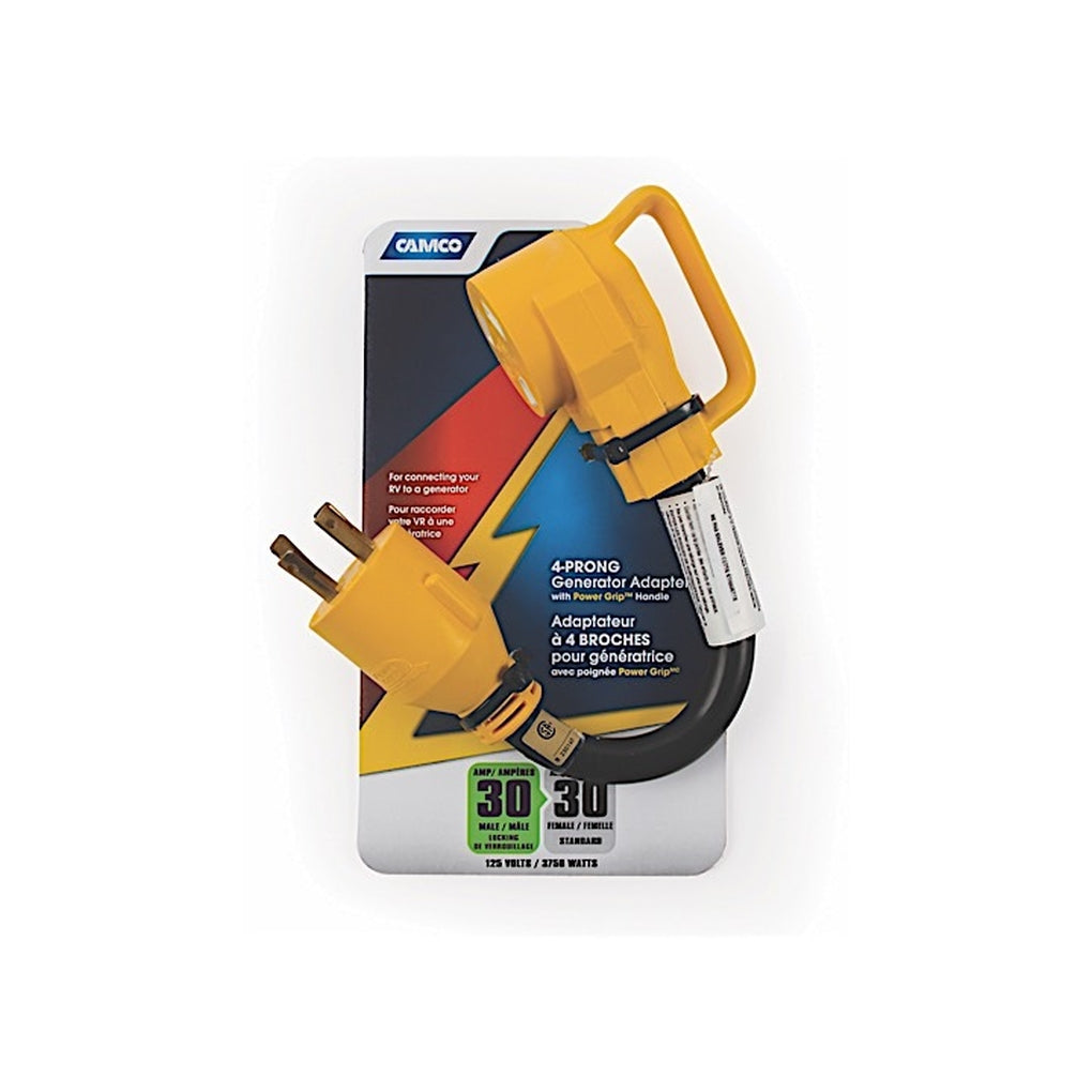 Camco 55384 Powergrip Genadptdb 12In 30Am 4Prong/90F125V/3750W(E/F)Csa