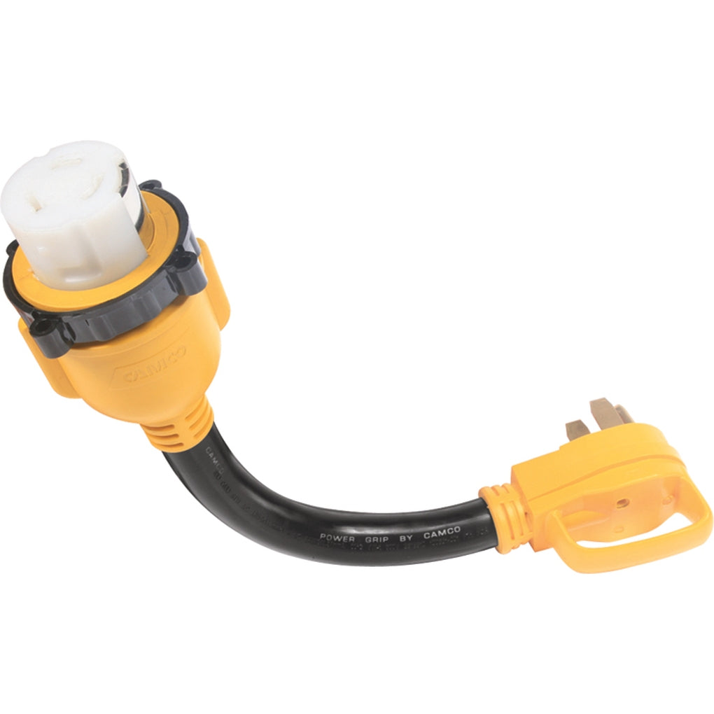 Camco 55552 50M Amp Std/50F Amp Locking Adapter Powergrip 18In