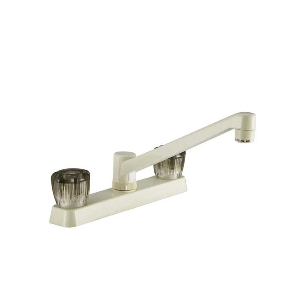 Dura Faucet DF-PK600S-BQ Two Handle RV Kitchen Faucet W/Smoked Acrylic Knobs Bisque Parchment