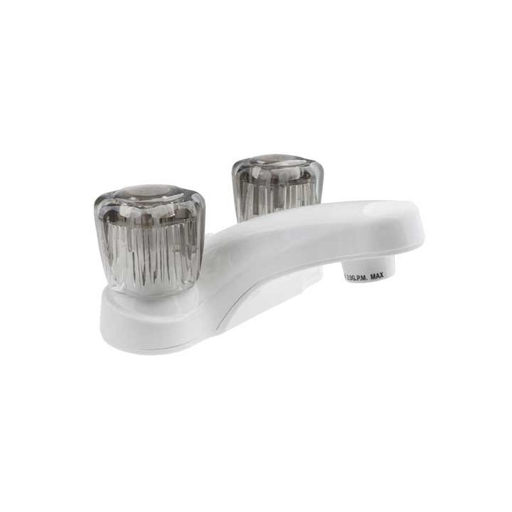 Dura Faucet DF-PL700S-WT RV Lavatory Faucet W/Smoked Acrylic Knobs White