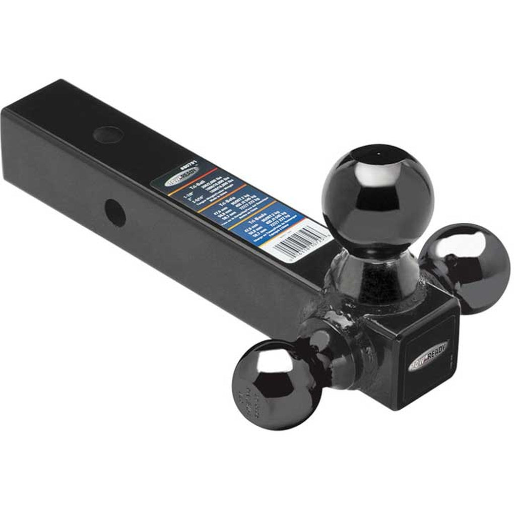 Draw-Tite 80791 Triball Ball Mount 2In Sq Solid Shank W/Black 17/8In 2In & 25/16In Balls