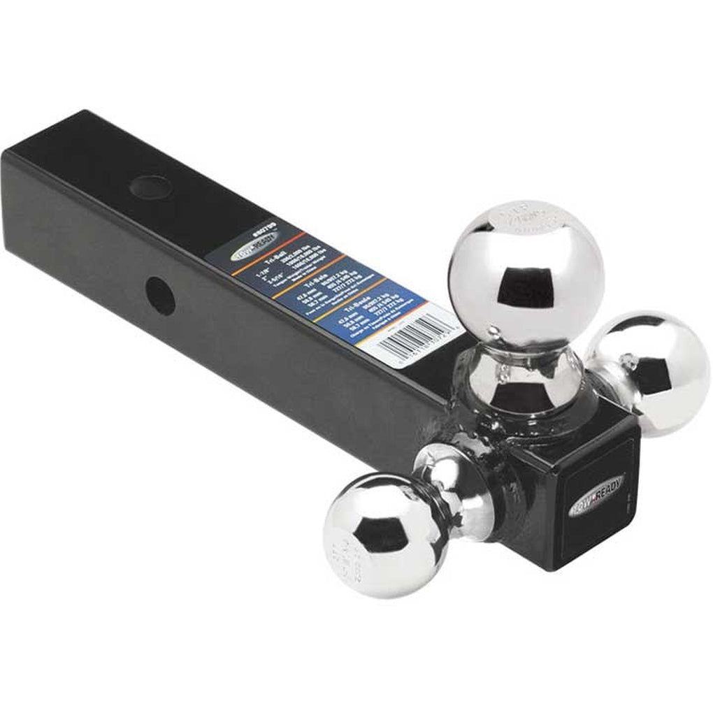 Draw-Tite 80799 Triball Ball Mount 2In Sq Solid Shank W/Chrome 17/8In 2In & 25/16In Balls Black