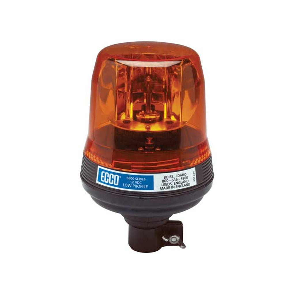 Ecco 5810A Rotating Beacon: Low Profile 12Vdc 160 Fpm Flexi Din Pole Mount Amber