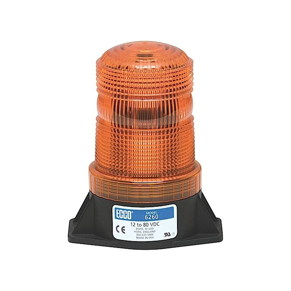 Ecco 6262A LED Beacon: Medium Profile 1280Vdc Pulse8 Flash Amber