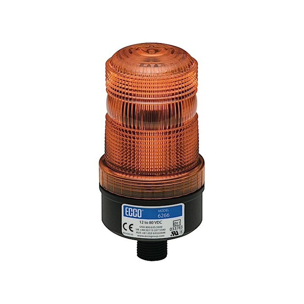 Ecco 6267A LED Beacon: Medium Profile 1280Vdc Pulse8 Flash 1/2In Male Pipe Mount Amber