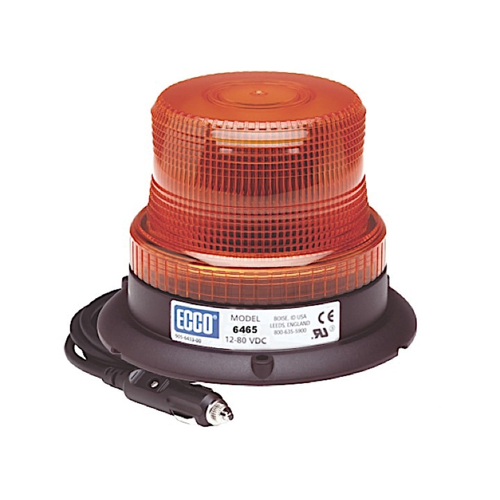 Ecco 6465A-MG LED Beacon: Low Profile 1280Vdc Pulse8 Flash Magnet Mount Amber