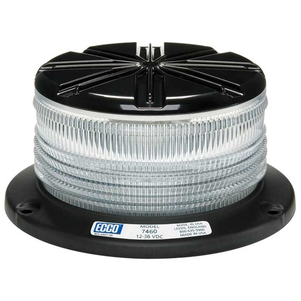 Ecco 7460CA LED Beacon: Profile 1236Vdc Clear Lens Amber Illumination