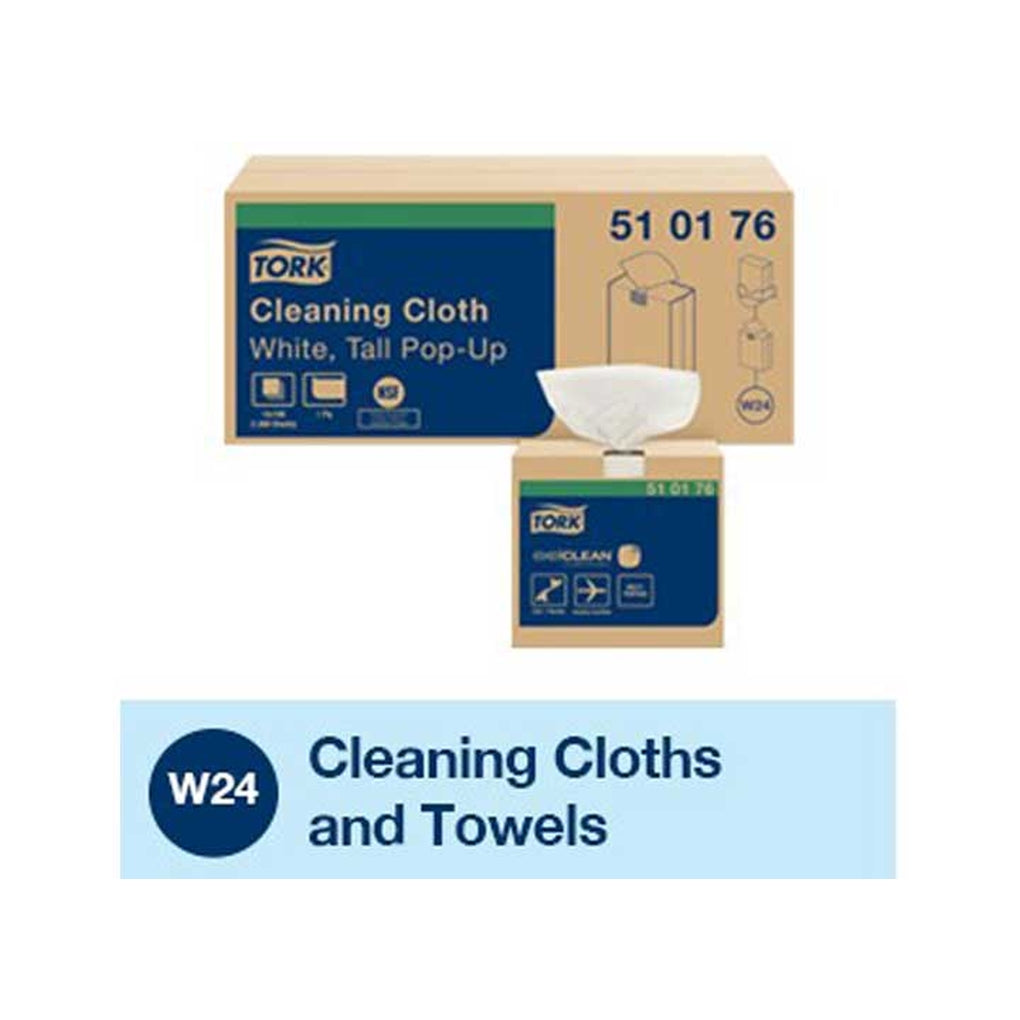 TORK 510176 Cleaning Cloth Popup Box 1Ply 8.27Inx16.125In White 10X100