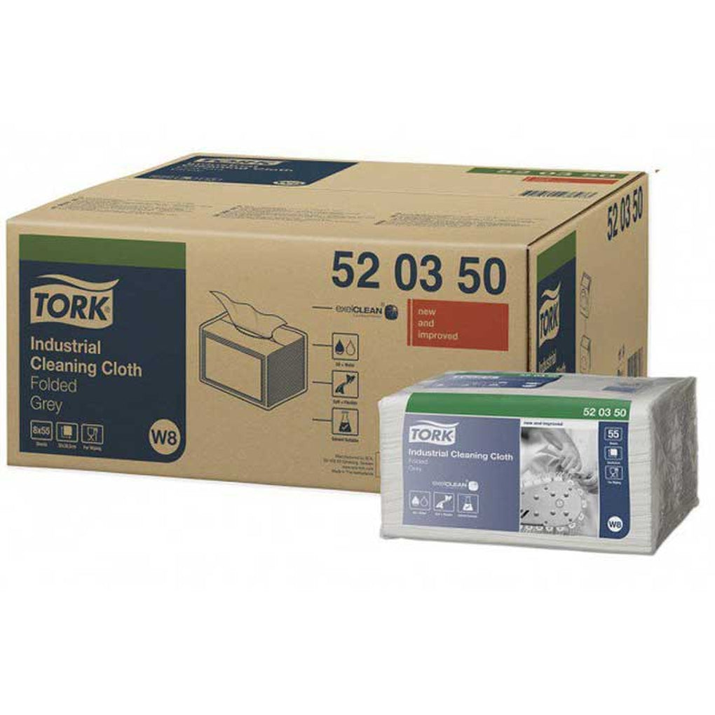TORK 520350 Industrial Cleaning Cloth Zfold 1Ply 12.6Inx15.16In Spunlace Gray 8X55