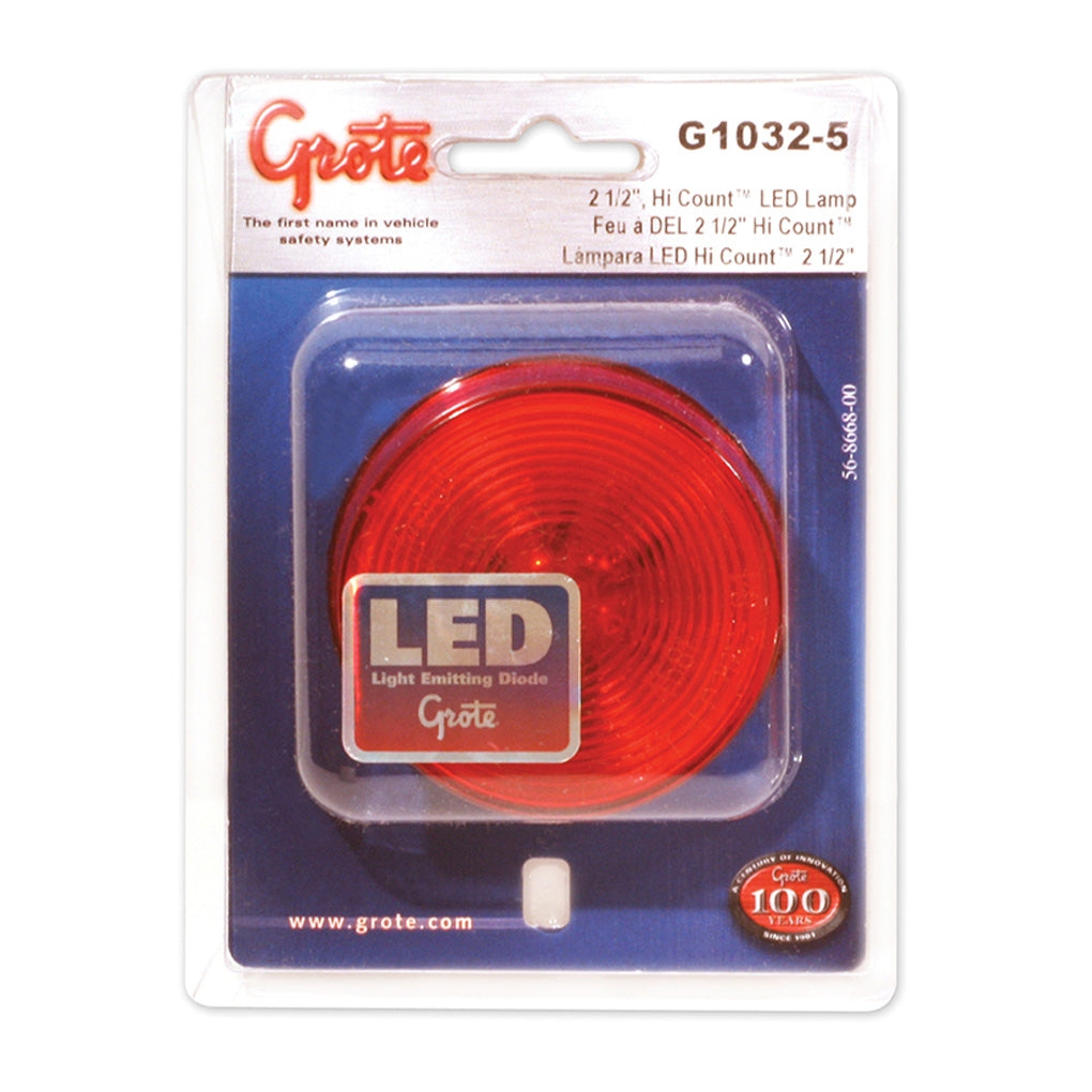 Grote G1032-5 Hi Count 2 1/2" LED Clearance / Marker Lamp Red