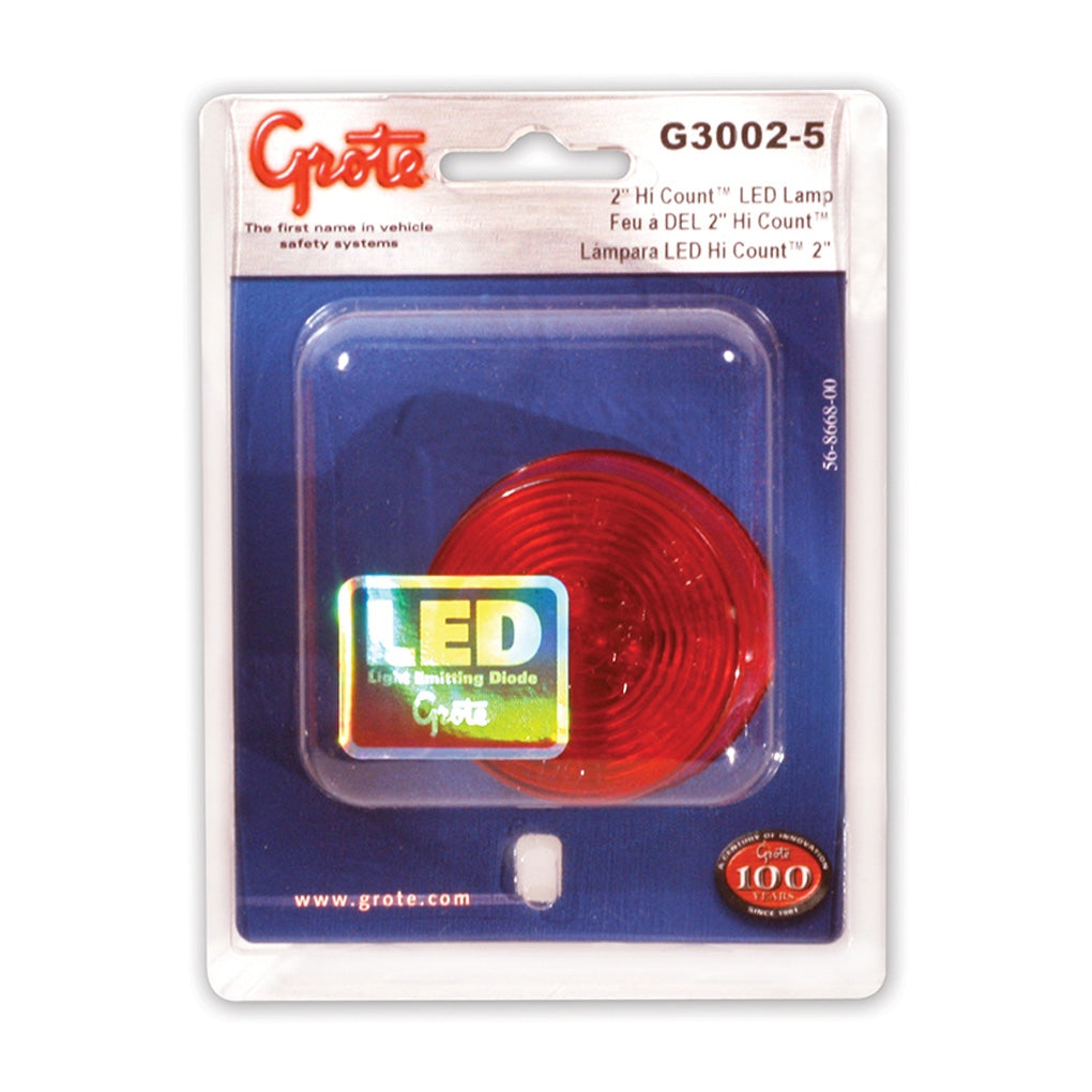 Grote G3002-5 Hi Count 2" 9-Diode LED Clearance / Marker Lamp Red