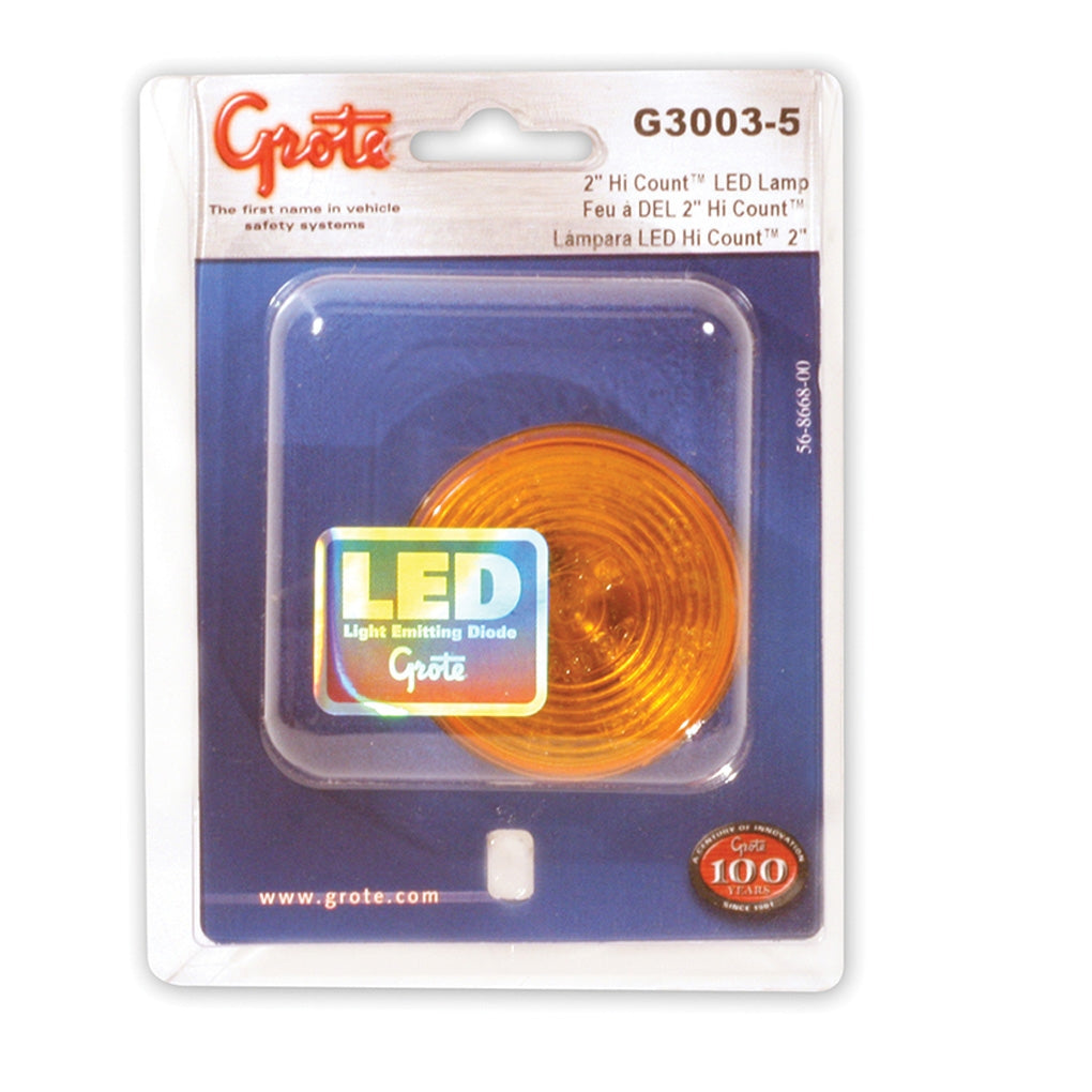 Grote G3003-5 Hi Count 2" 9-Diode LED Clearance / Marker Lamp Yellow