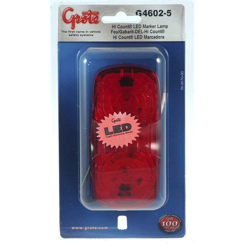 Grote G4602-5 Hi Count Square-Corner 13-Diode LED Clearance / Marker Red