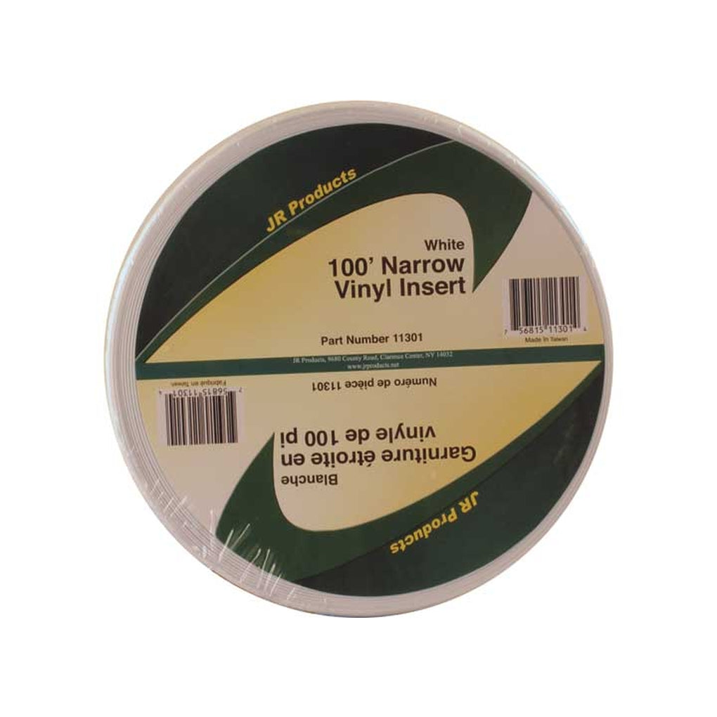 JR Products 11301 100Ft Narrow Vinyl Insert White