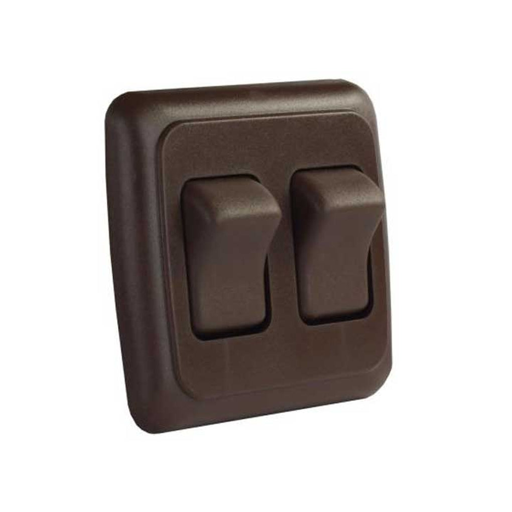 JR Products 12145 Double Rocker Switch Assembly W/Bezel Brown