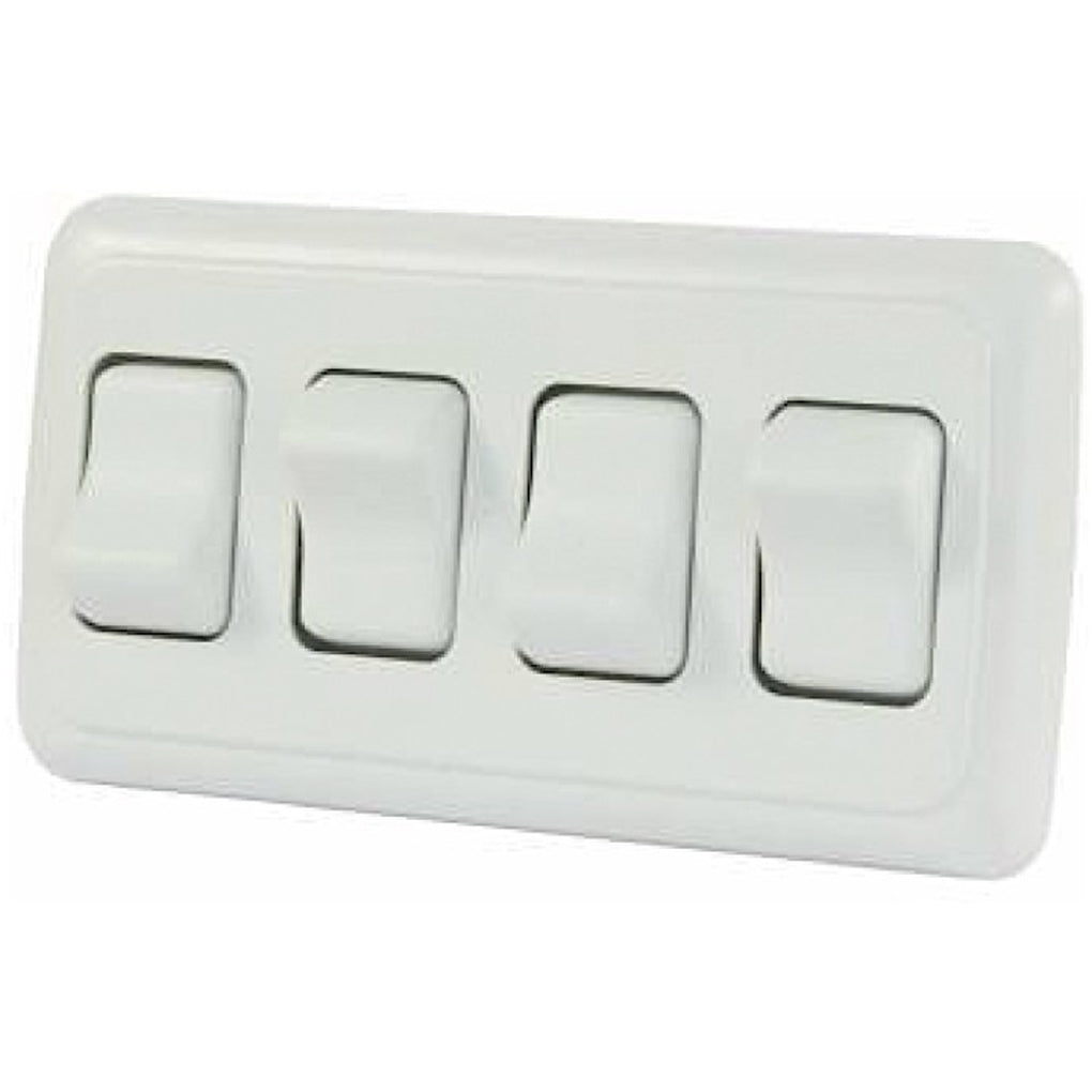JR Products 12331 Quad Rocker Switch Assembly W/Bezel White