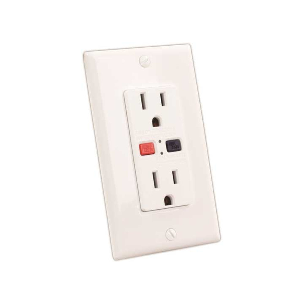 JR Products 15005 120V/15 Amp GFCI Electrical Outlet White