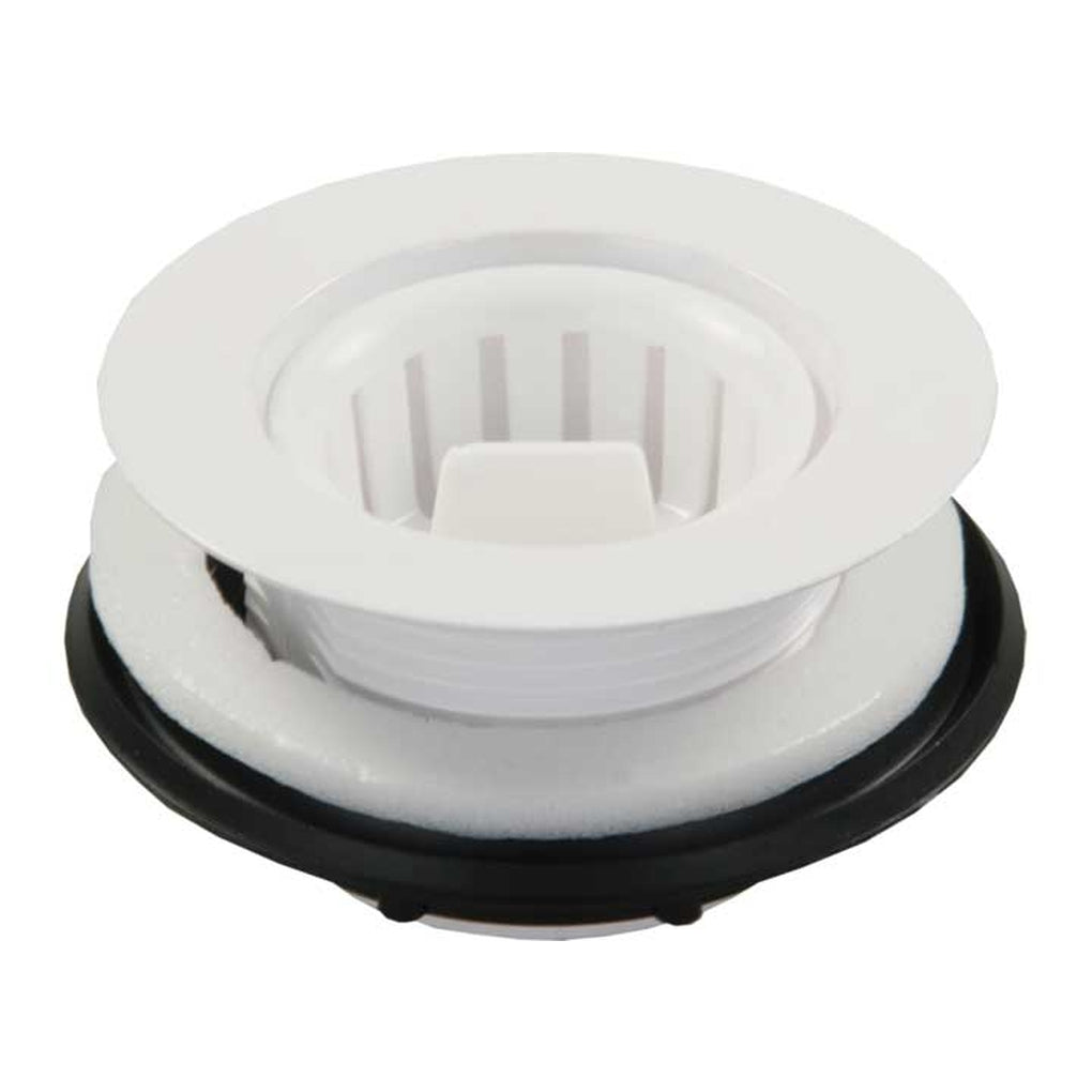 JR Products 95015 Plastic Strainer W/Threaded Basket White