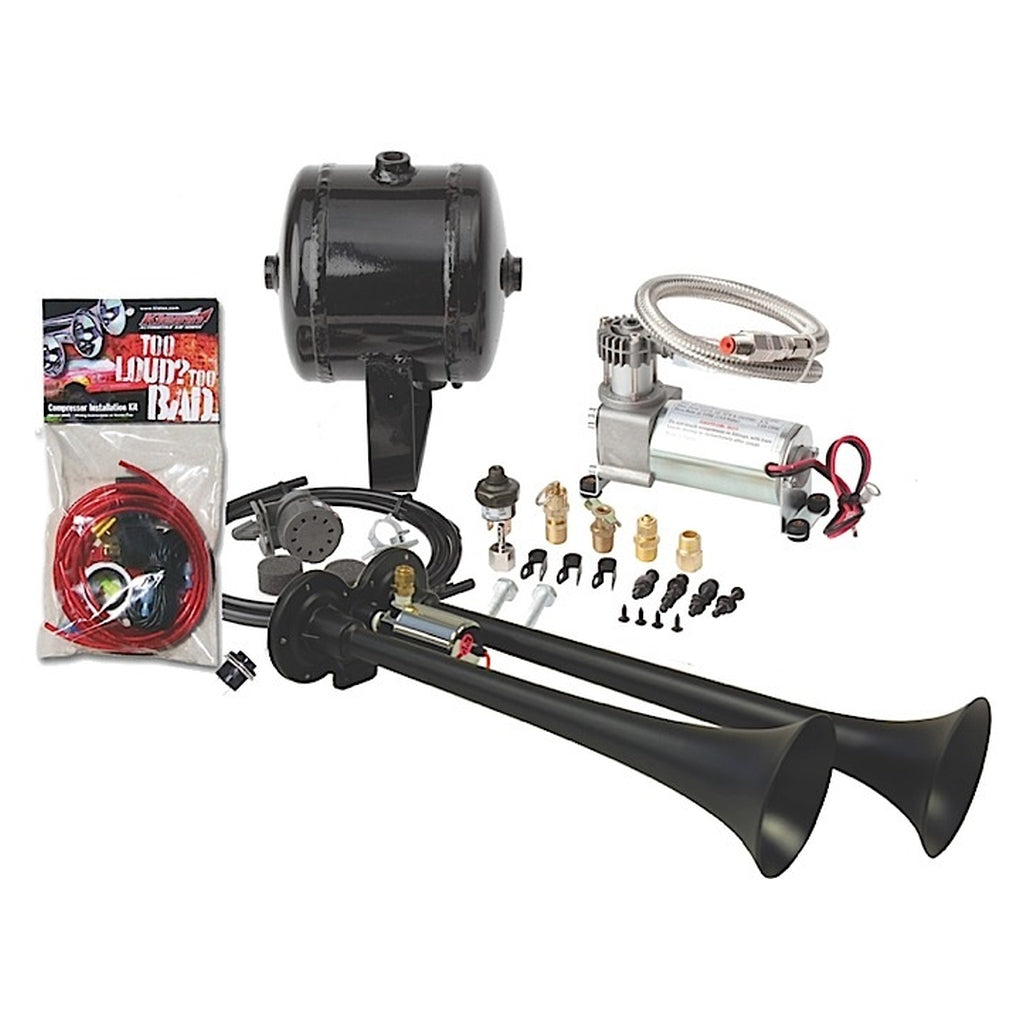 Kleinn HK2-1 Complete Dual Truck Air Horn Package With Black Xcr 2.0 Coating and 120 Psi Seal
