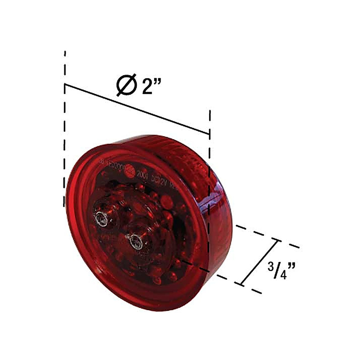 Uni-Bond Lighting - LED2000-4R - LED 2in Round Marker Lamp Red - 4-Diodes