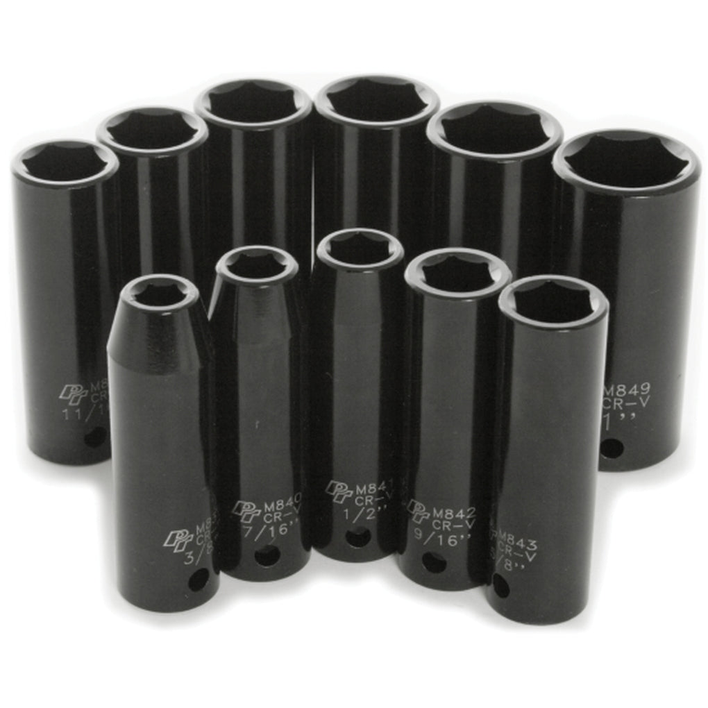 Wilmar Performance Tool M590DB 11 Piece 1/2" Drive Deep Impact Sockets SAE