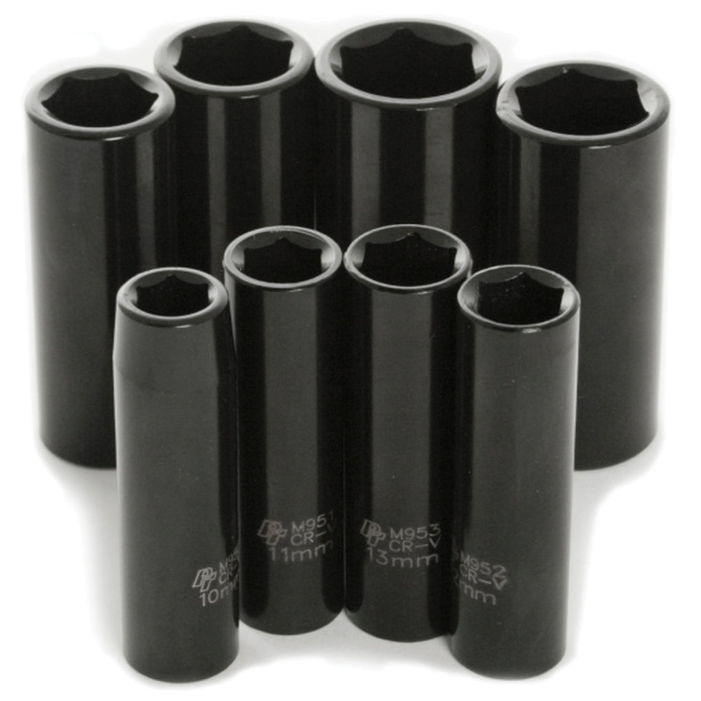 Wilmar Performance Tool M595DB 8 Piece 3/8" Drive Metric Deep Impact Socket Set