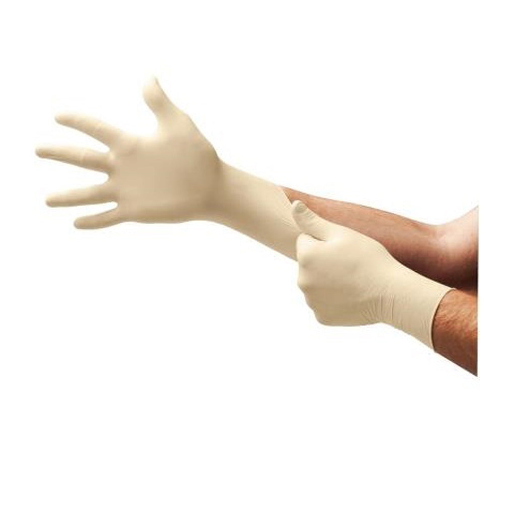 Ansell MF-300 Microflex Diamond Grip Latex Exam Glove w/Enhanced, Textured Fingertips, Medium 100/Pack