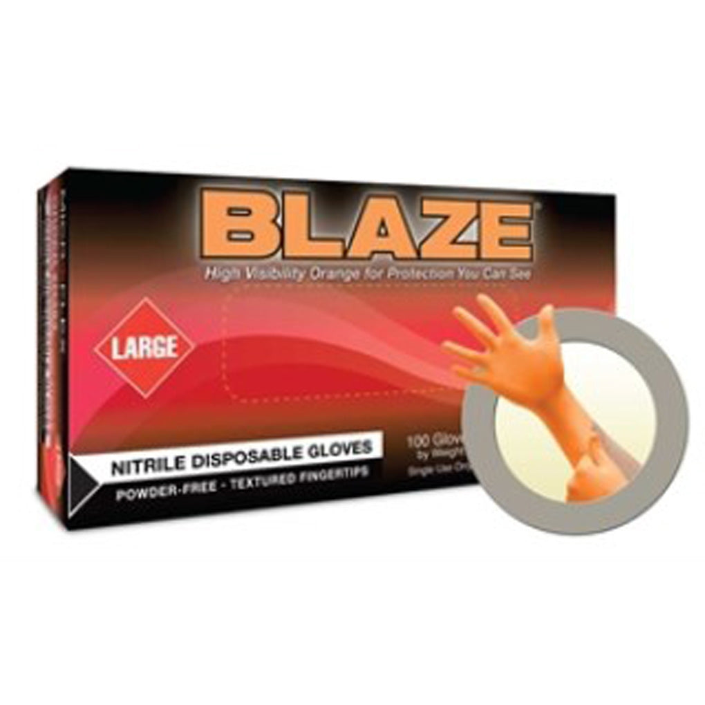 Ansell N48 Blaze Nitrile Powered Free Textured Fingertips, Small 100/Pack