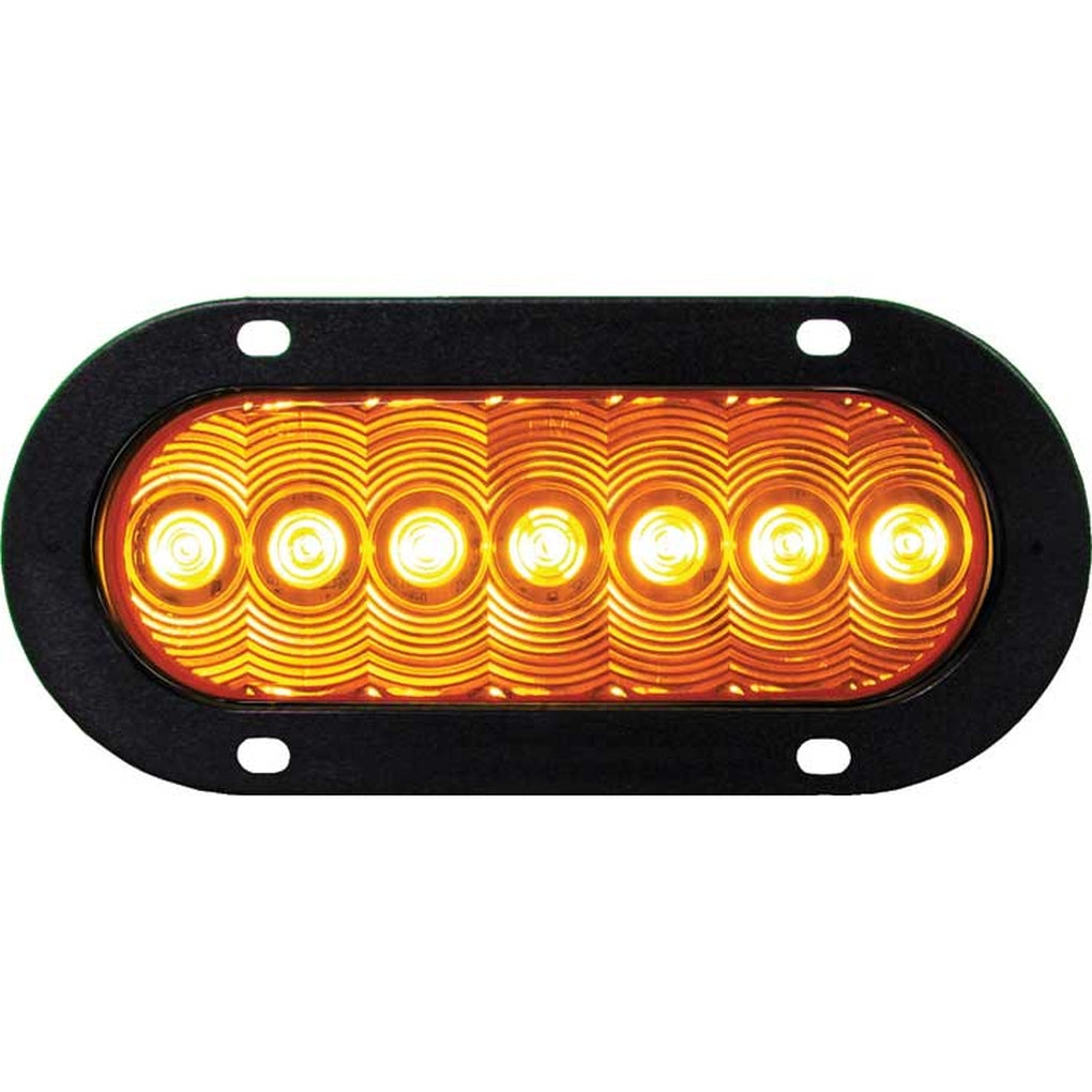 Peterson Manufacturing 823A-7 LED Turn Signal Front & Rear Oval Flange Mount 7.88In X 3.63In Amber