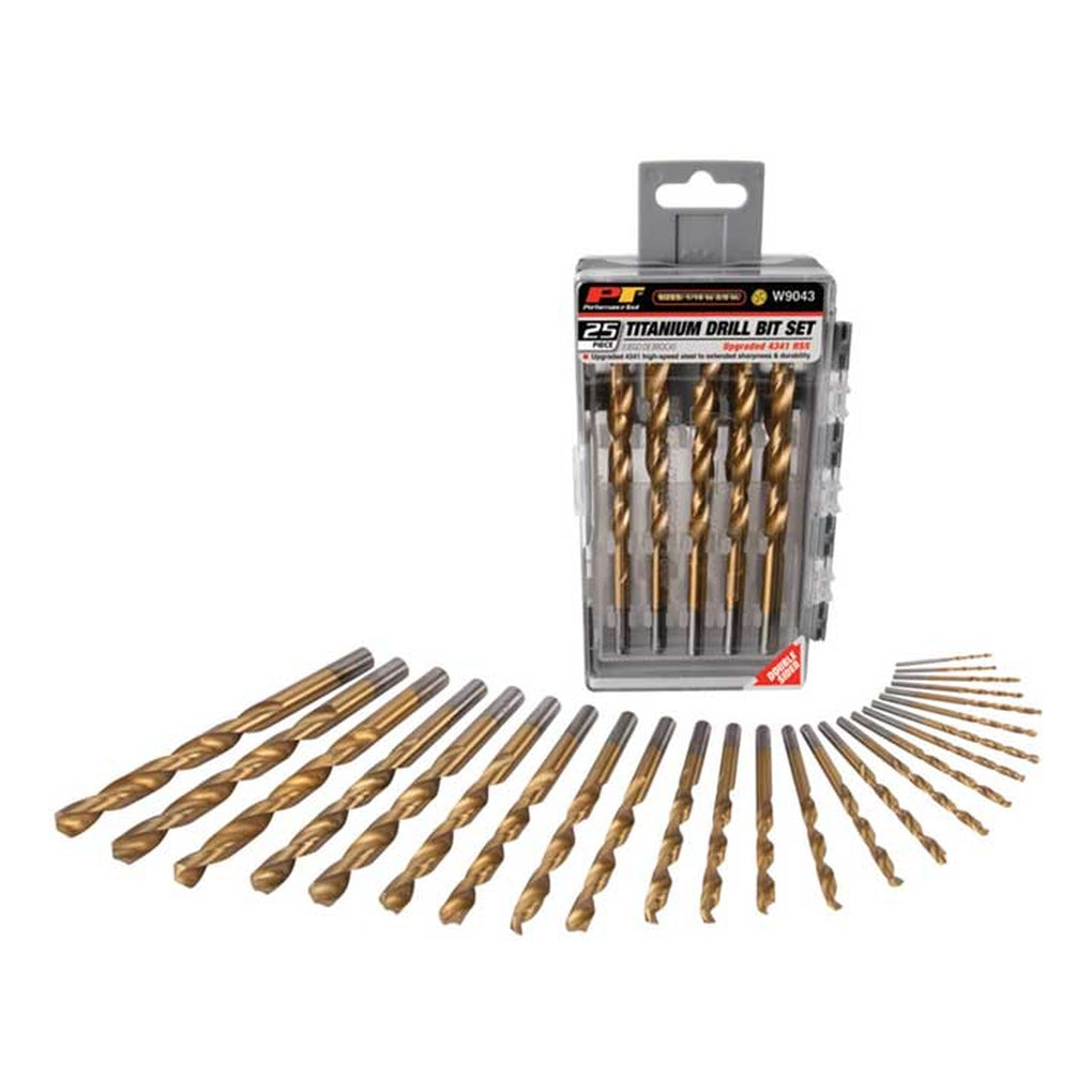 Performance Tool W9043 25 Pc Titanium Drill Bit Set