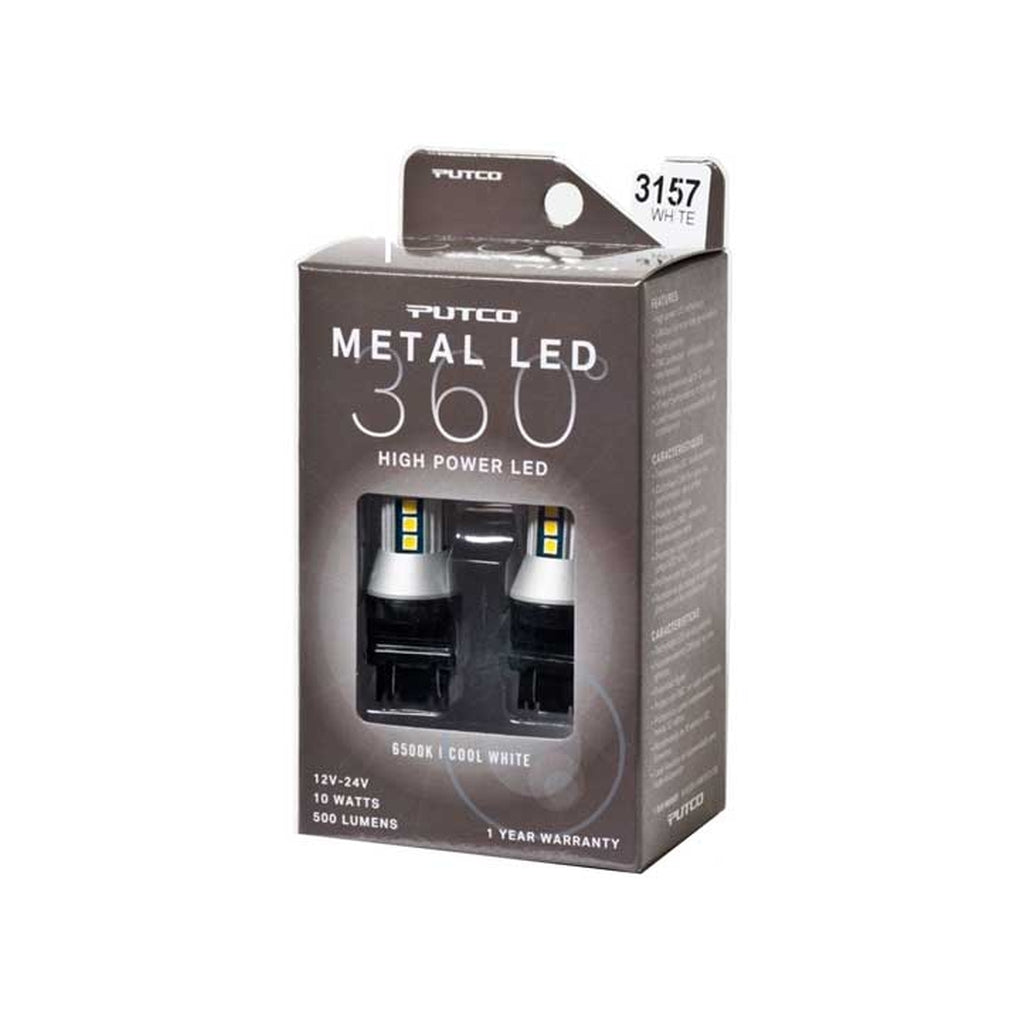 Putco 343157W-360 3157 White Plasma LED Metal LED 360