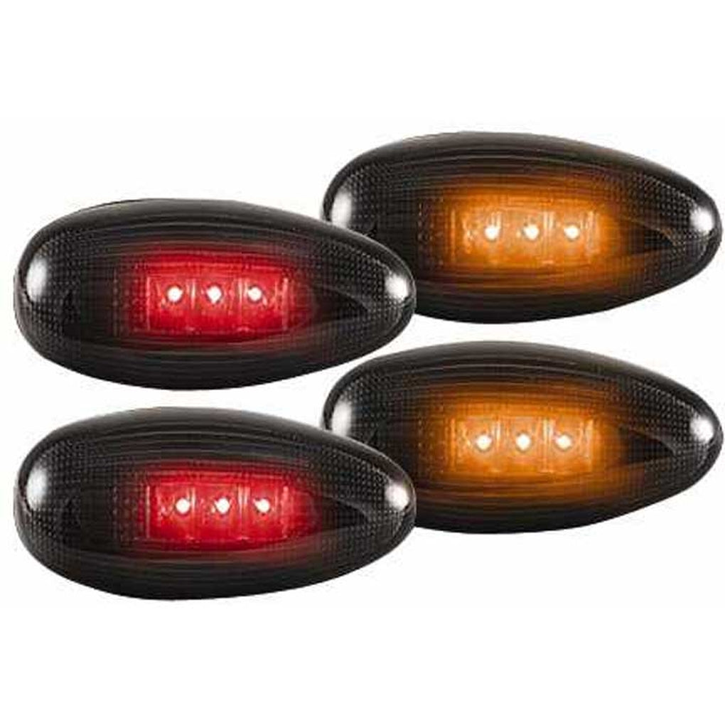 Recon 264133BK 9913 Silverado/Sierra Dually Fender Lenses (4Pc) 2 Red/2 Amber LED Lights Smoke Lens Black Trim