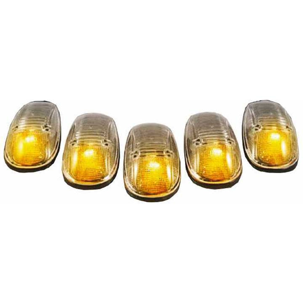Recon 264145BK 9902 Ram Cab Roof Lights Smoke Lens Black Base Amber LED Bulbs W/Out Wiring (5Pc)