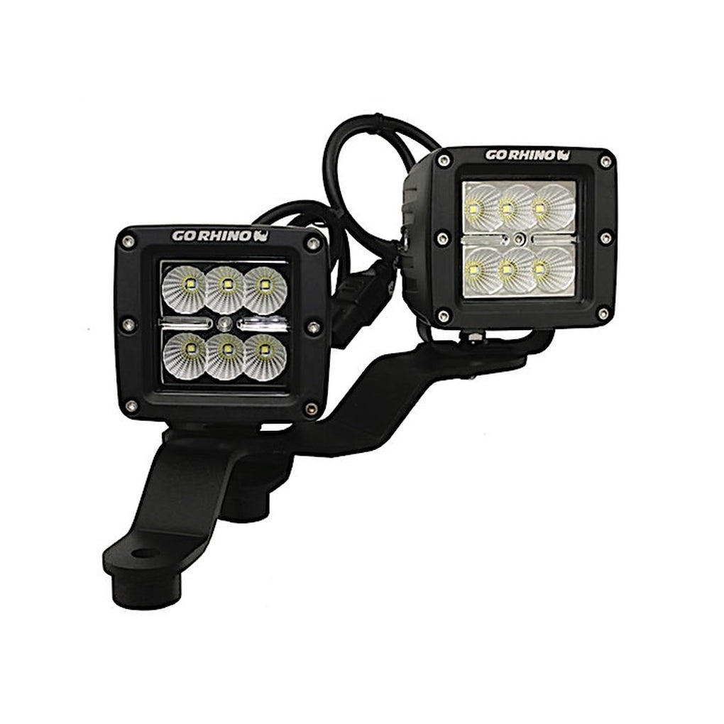 Go Rhino 730231T 18C Wrangler Windshield Cowl Mount Kit For Two(2) 3In Cube LED Lightsladdered On 2 Planes