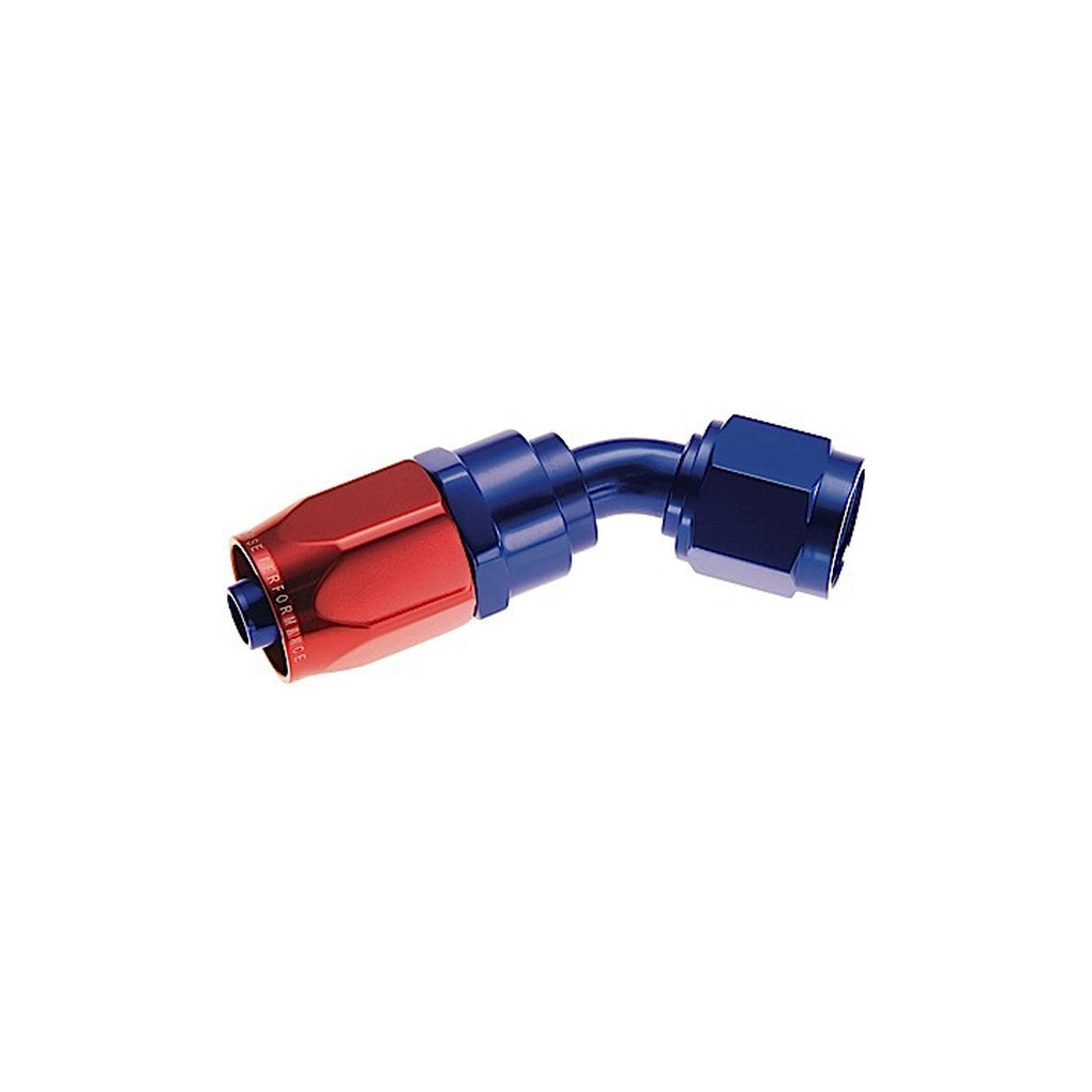 Red Horse Performance 1045-12-1 12 45 Degree Female Aluminum Hose End Red&Blue