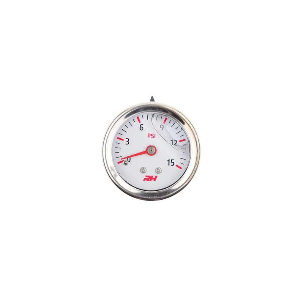 Red Horse Performance 5001-15-1 Liquid FilLED Fuel Pressure Guage 1/8 Npt Inlet 15Psi White W/Silver Scr