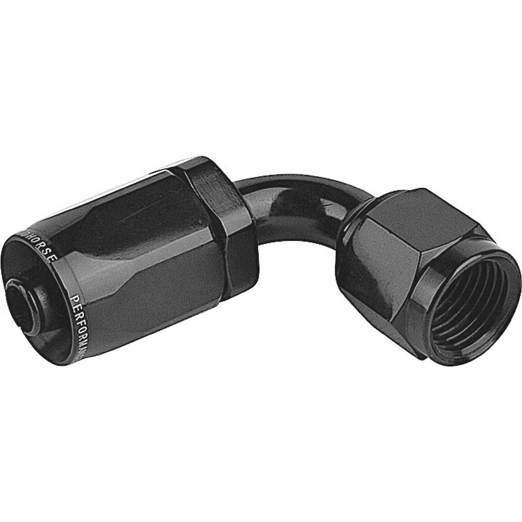 Red Horse Performance 6090-06-2 06 90 Degree Female Aluminum Hose End Black