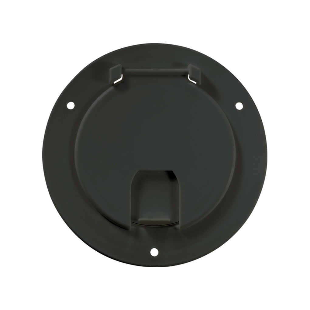RV Designer B113 Deluxe Cable Hatch Round Black Finish 5.2In X 2.6In (Replaceable Lid)