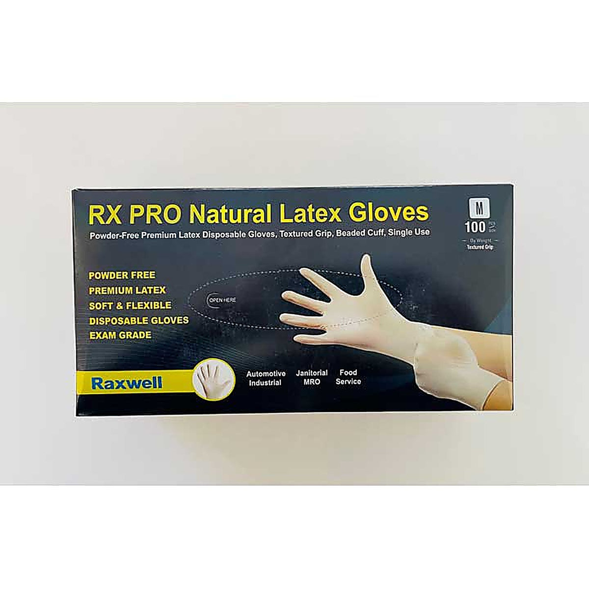 Raxwell - RXL70002 - Rx Pro Latex Disposable Natural Gloves, 8.5 Mil, 100/Box-Size M
