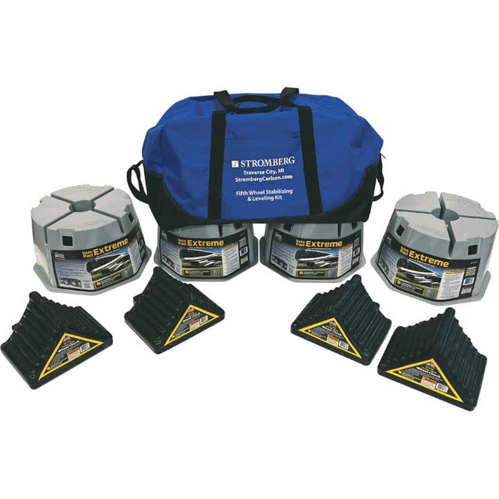 Stromberg Carlson JBP-FWKIT Fifth Wheel Leveler Kit Includes 4 Wheel Chocks and 4 Base Pad Extremes