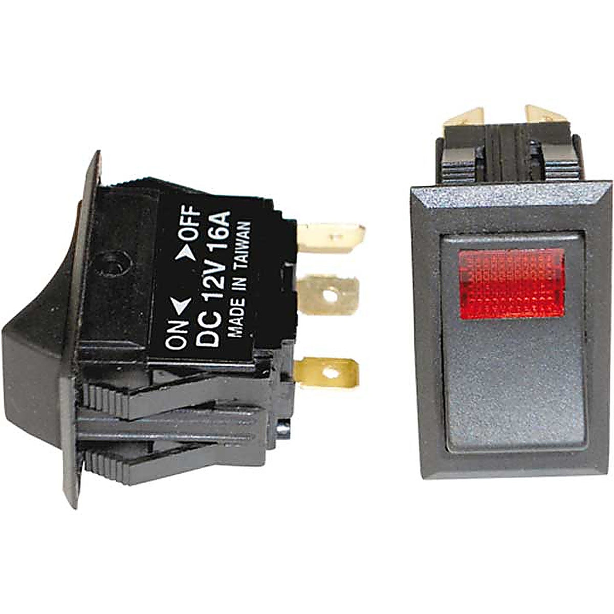 Uni-Bond Lighting - SR105 - On-Off Rocker Black Switch w/amber Pilot Light 12v 3 Blades