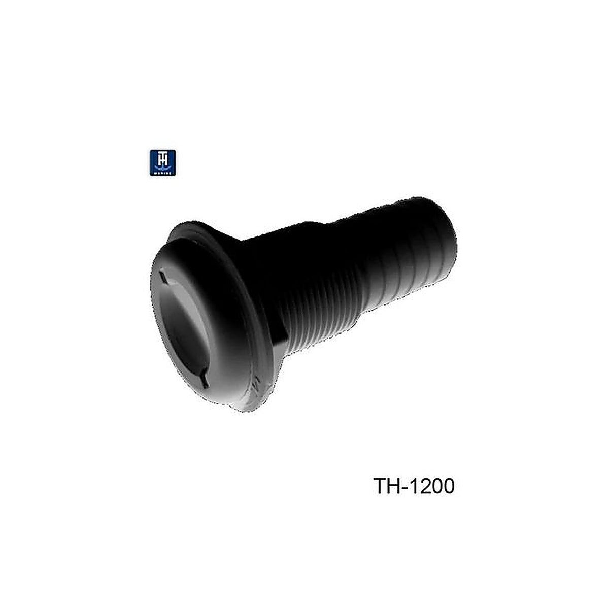 TH Marine - TH-1200-DP - 1 1/8in Straight Barbed Thru-Hull - Black