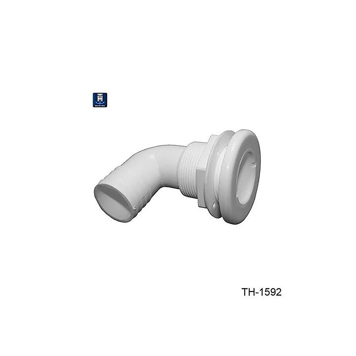 TH Marine - TH-1592-DP - 1 1/2in - 90 Degree Barbed Thru-Hull - White