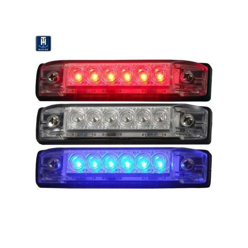 TH Marine LED-51801-DP Blue 4In Slim Line LED Utility Strip Light Clear Lensretail
