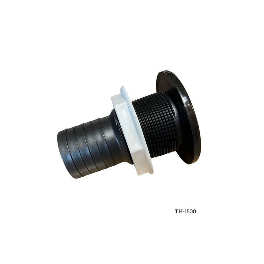 TH Marine TH-1500-DP 1 1/2In Barbed Straight Black Thruhull Black