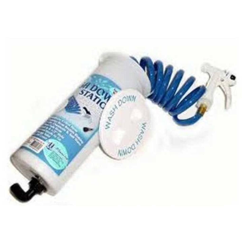 TH Marine WDSB-2-B-DP Washdown Station White Deck Plate Blue Hose Pistol Grip Nozzle Packaged