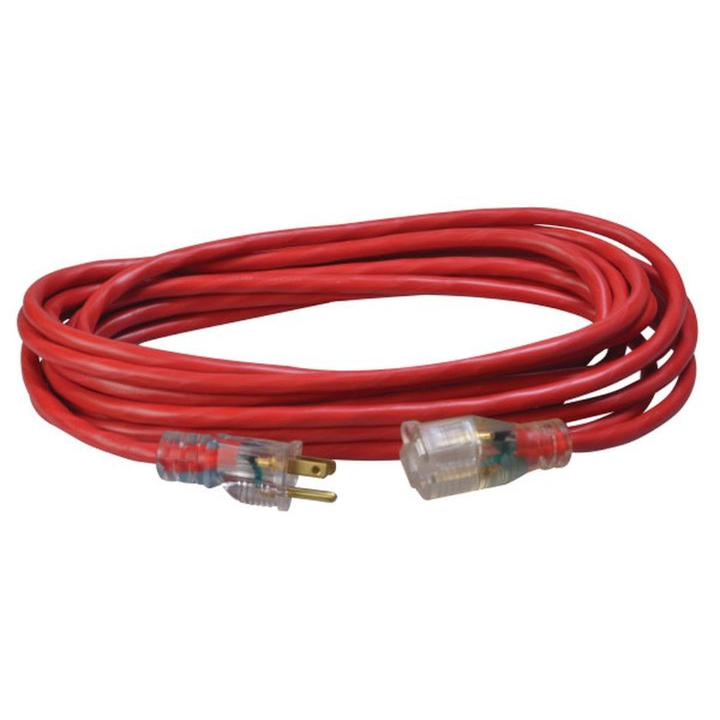 Southwire 2487SW8804 25Ft Sjtw 14/3 Outdoor Extension Cord w/Lighted End (Red)